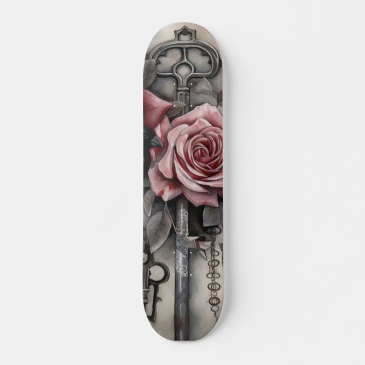 Gothic Raven & Roses Skateboard (Voorkant)