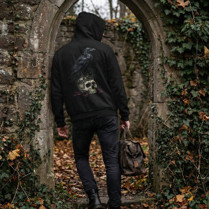 Gothic Raven Schedel & Giftt fles Donkere Fantasy Hoodie