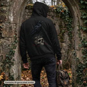 Gothic Raven Schedel & Giftt fles Donkere Fantasy Hoodie