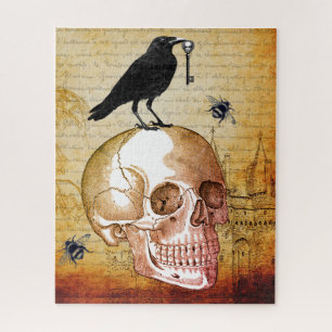 Gothic Raven Skeleton Key Castle Legpuzzel