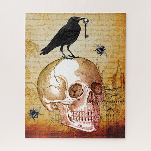 Gothic Raven Skeleton Key Castle Legpuzzel (Verticaal)