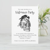 Gothic Raven Skull Halloween Invitation Kaart (Staand voorkant)