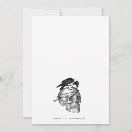 Gothic Raven Skull Halloween Invitation Kaart (Achterkant)