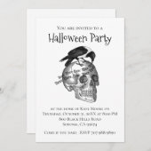 Gothic Raven Skull Halloween Invitation Kaart (Voorkant / Achterkant)