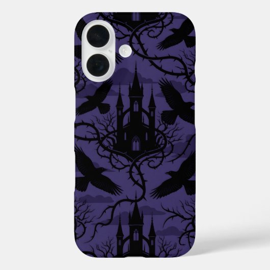 Gothic Raven & Thorn Castle Pattern Phone Case (Achterkant)