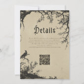 Gothic Raven Tree Engraving Black Tan Wedding Kaart (Achterkant)