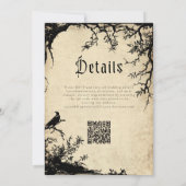 Gothic Raven Tree Gravure Parchment Tane Trouw Kaart (Achterkant)
