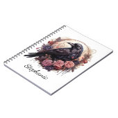 Gothic Raven Vintage Pink Floral Dark Academia Notitieboek (Linkerzijde)