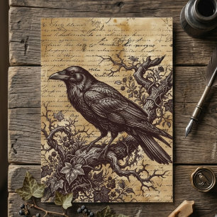 Gothic Raven Vintage Script Donkere Academische Gr Kaart