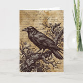 Gothic Raven Vintage Script Donkere Academische Gr Kaart (Voorkant)