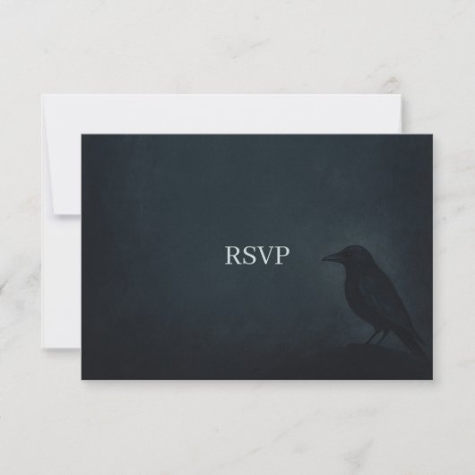 Gothic Raven Wedding RSVP Kaartje (Voorkant)