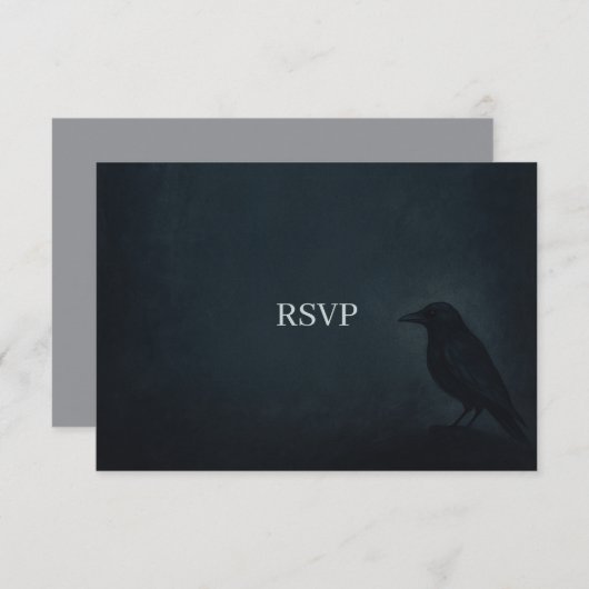 Gothic Raven Wedding RSVP Kaartje (Voorkant / Achterkant)