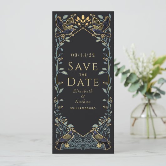 Gothic Raven Wedding Save the Date Kaart (Staand voorkant)