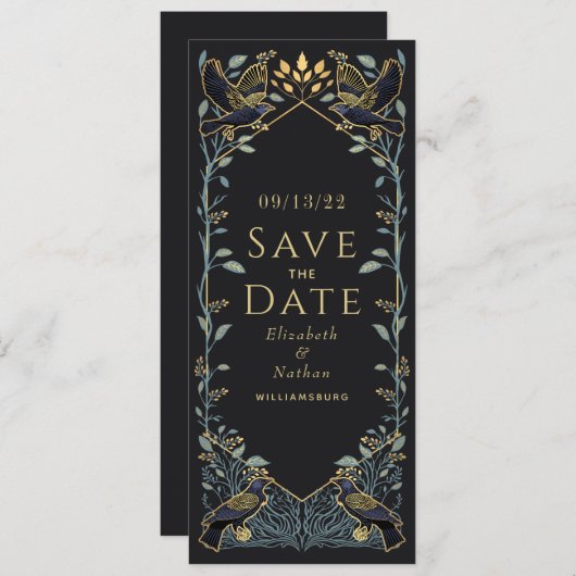 Gothic Raven Wedding Save the Date Kaart (Voorkant / Achterkant)