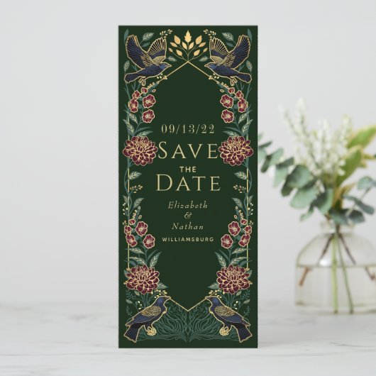 Gothic Raven Wedding Save the Date Kaart (Staand voorkant)