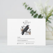 Gothic Raven Winter Wedding RSVP Kaartje (Staand voorkant)