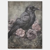 Gothic Raven with Roses Dark Magneet (Voorkant)