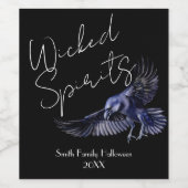 Gothic Raven Wyed Spirits Halloween Party Wijn Etiket (Enkel label)