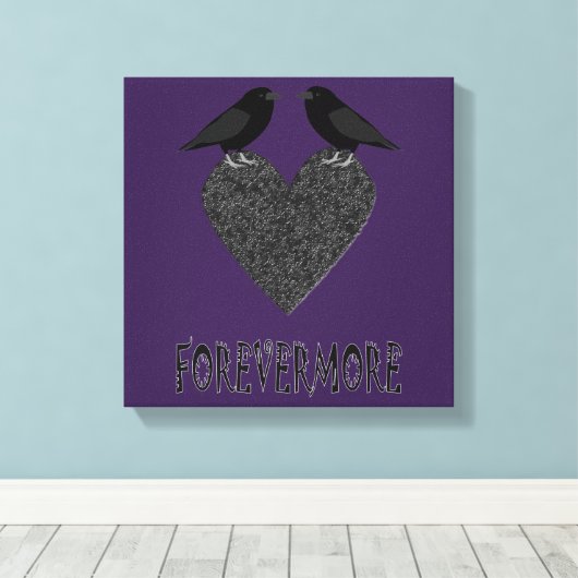 Gothic Ravens and Black Heart Canvas Afdruk (Insitu (Houten vloer))