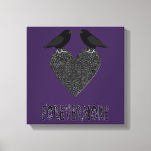 Gothic Ravens and Black Heart Canvas Afdruk