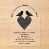 Gothic Ravens and Black Heart Custom Wedding Acryl Uitnodigingen (Voorkant)