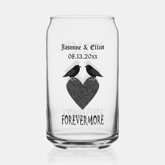 Gothic Ravens and Black Heart Custom Wedding Blikvorm Glas (Achterkant)
