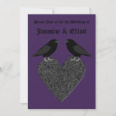 Gothic Ravens and Black Heart Custom Wedding Kaart (Voorkant)