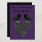 Gothic Ravens and Black Heart Custom Wedding Kaart (Voorkant / Achterkant)