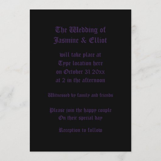 Gothic Ravens and Black Heart Custom Wedding Kaart (Achterkant)