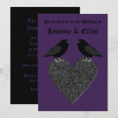Gothic Ravens and Black Heart Custom Wedding Kaart (Voorkant / Achterkant)