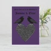 Gothic Ravens and Black Heart Custom Wedding Kaart (Staand voorkant)