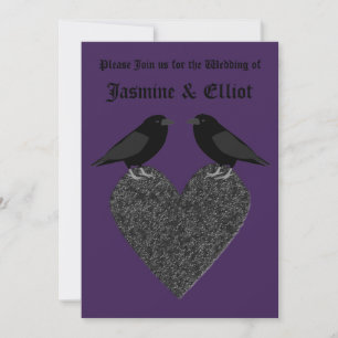 Gothic Ravens and Black Heart Custom Wedding Kaart