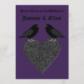 Gothic Ravens and Black Heart Custom Wedding Kaart (Voorkant)