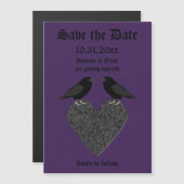 Gothic Ravens and Black Heart Custom Wedding Magnetische Uitnodiging (Voorkant / Achterkant)