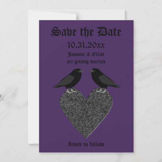 Gothic Ravens and Black Heart Custom Wedding Magnetische Uitnodiging (Voorkant)