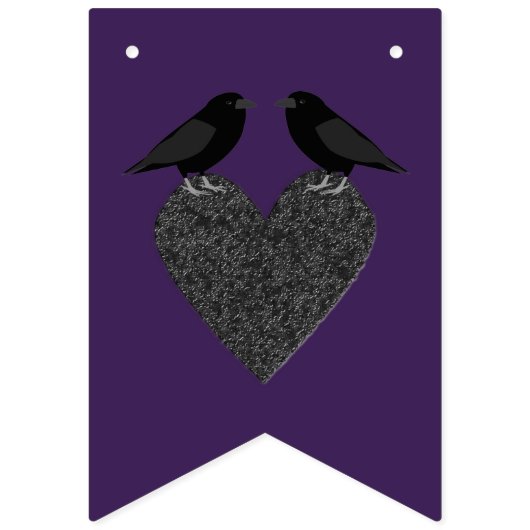 Gothic Ravens and Black Heart Custom Wedding Vlaggetjes (Eerste vlag)