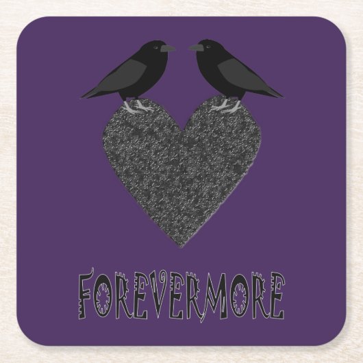 Gothic Ravens and Black Heart Kartonnen Onderzetters (Voorkant)