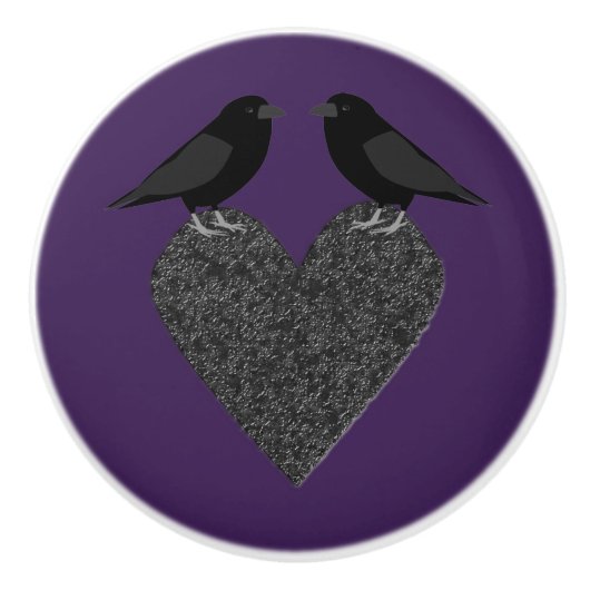 Gothic Ravens and Black Heart Keramische Knop (Voorkant)