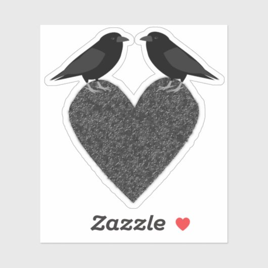 Gothic Ravens and Black Heart Sticker (Vel)