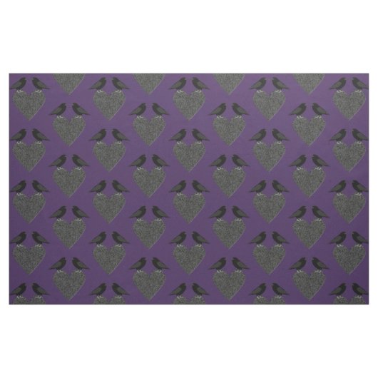 Gothic Ravens and Black Heart Stof (Fat Quarter)