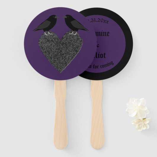 Gothic Ravens and Black Heart Wedding Custom Handwaaier (Voorkant en achterkant)
