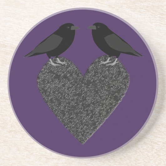 Gothic Ravens and Black Heart Zandsteen Onderzetter (Voorkant)