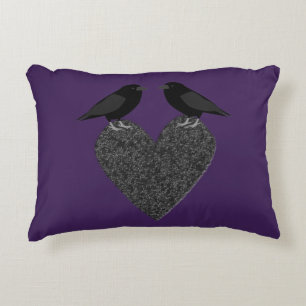 Gothic Ravens en Black Heart Custom Accent Kussen