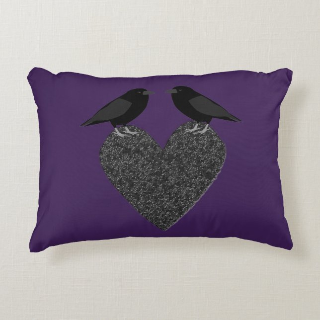 Gothic Ravens en Black Heart Custom Accent Kussen (Voorkant)