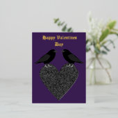Gothic Ravens en Black Heart Custom Folie Feestdagen Briefkaart (Staand Voorkant)