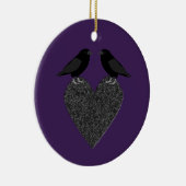 Gothic Ravens en Black Heart Custom Keramisch Ornament (Rechts)