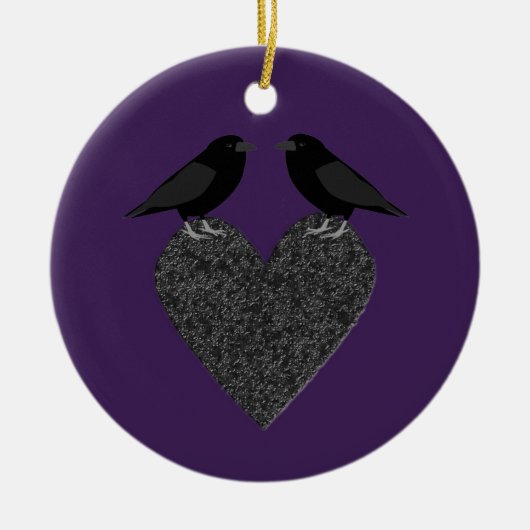 Gothic Ravens en Black Heart Custom Keramisch Ornament (Voorkant)