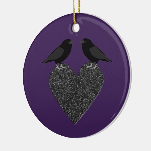 Gothic Ravens en Black Heart Custom Keramisch Ornament (Links)