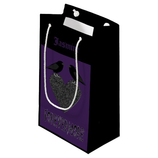 Gothic Ravens en Black Heart Custom Klein Cadeauzakje (Voorkant Gekanteld)