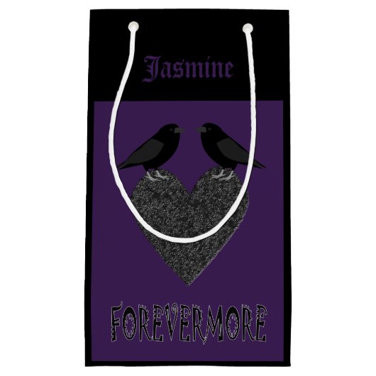 Gothic Ravens en Black Heart Custom Klein Cadeauzakje (Voorkant)